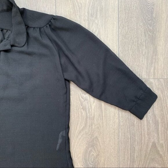 Aritzia Wilfred  Blouse 3/4 Length Sleeve Black Button Front Collared Size XXS - Picture 7 of 15